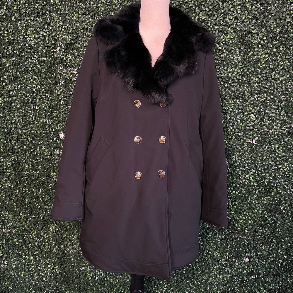 Love Moschino Real Rabbit Fur Collar Coat Size S/M